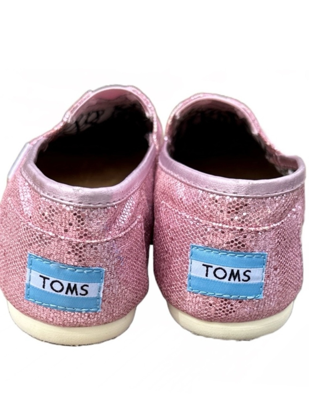 TOMS Pink Glitter Slip-On Flats Sparkle Balletcore Women’s 6 NWOT - Picture 7 of 9